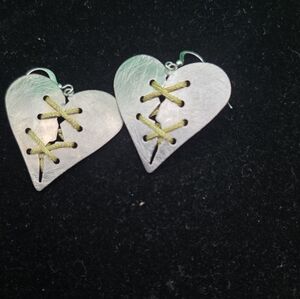 "Mended Heart" Mixed Media Dangle Earrings